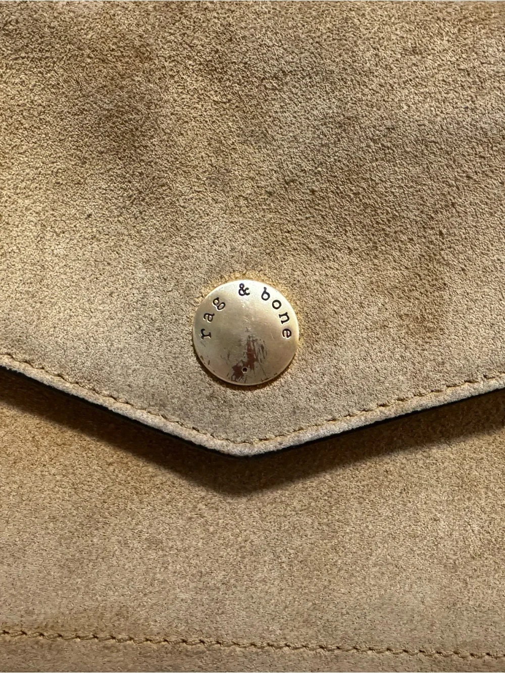 rag & bone Suede Envelope crossbody in Tan with Gold Hardware